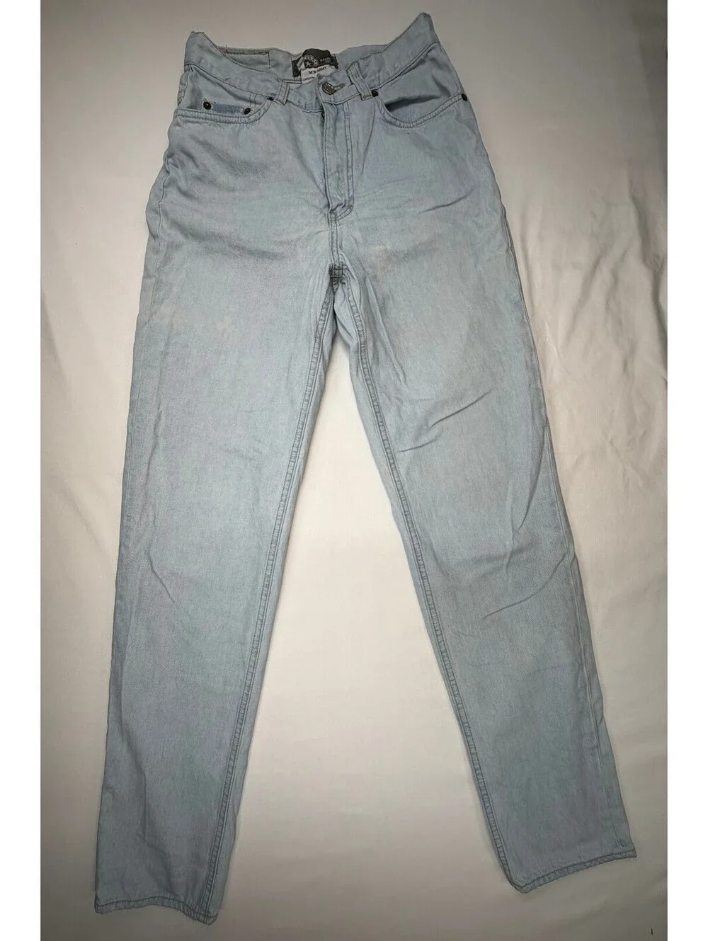 New Army Basic Men's Jeans Tapered Leg Mid-Rise Light Wash Zip Size 28 Blue